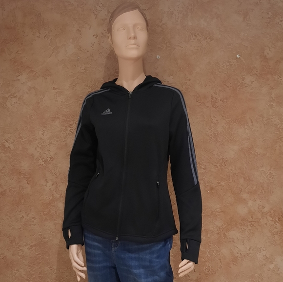 adidas Tops - 🍒 Adidas Woman  Full zip hoodie  Black Top